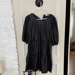 Elegant Black Puff Sleeve Dress